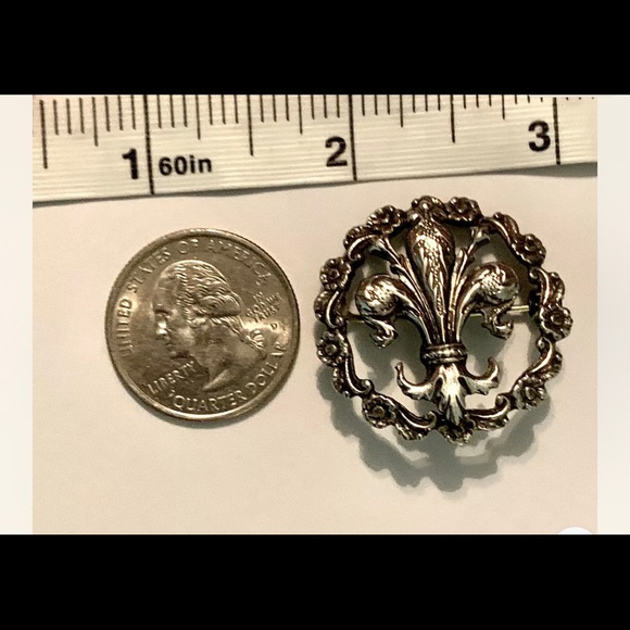 PERUZZI 800 Silver Fleur de Lis Brooch - Picture 3 of 3